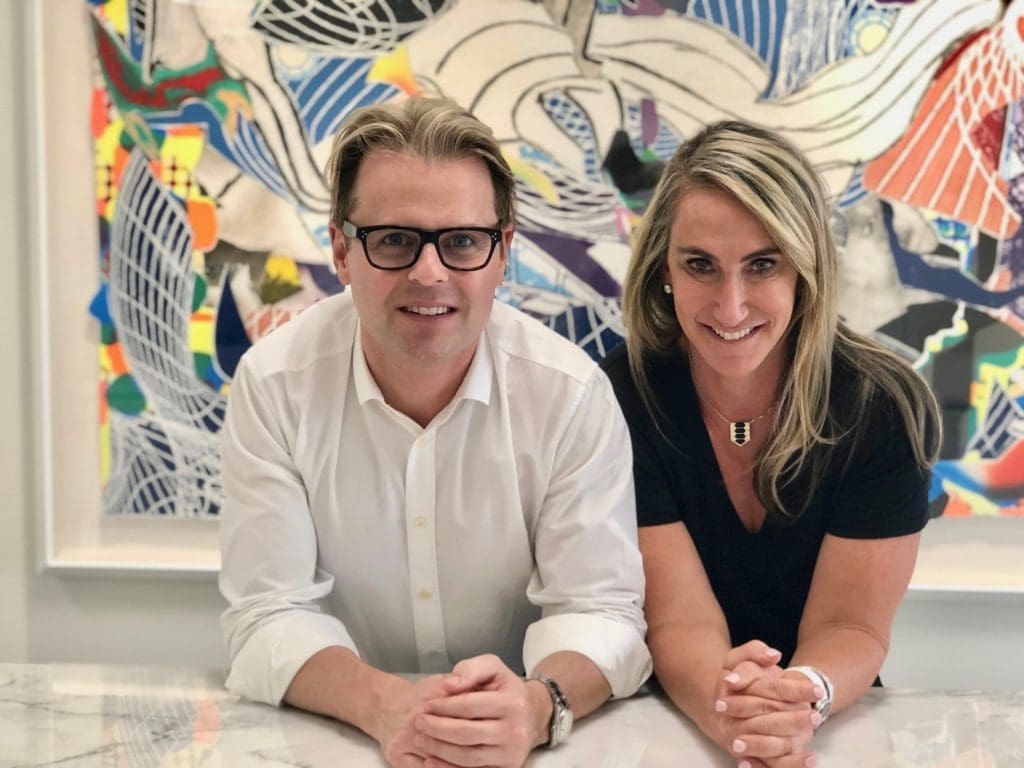 Designer Adam Lippes and investor Courtney Sarofim talk fashion at the Sarofim family offices in River Oaks. (Photo by Shelby Hodge)