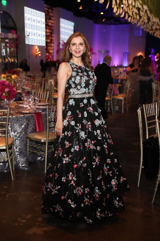 Sallymoon Bentz wore a floral Jovani gown to the Houston Grand Opera Ball. (Photo by Priscilla Dickson)