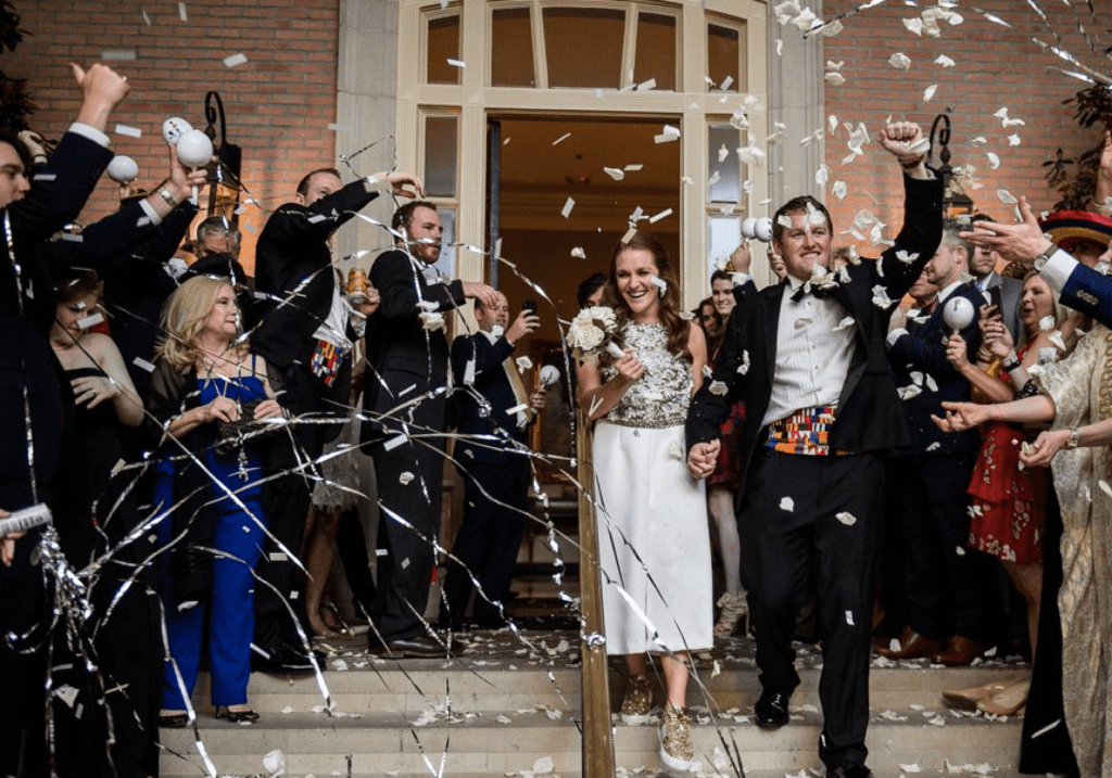 Houston’s Ultimate Party Wedding Includes Karaoke, the Worm, a Taco Truck and Dazzling Golden Shoes