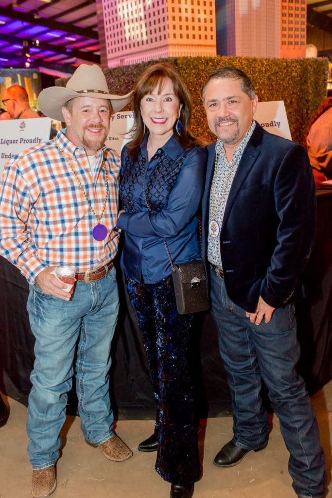 Shelby Kibodeaux, Elizabeth Stein, Bruce Padilla at the Houston Cattle Baron's Ball at the George Ranch. at the Houston Cattle Baron's Ball at the George Ranch. (Photo by Mike Charlton)