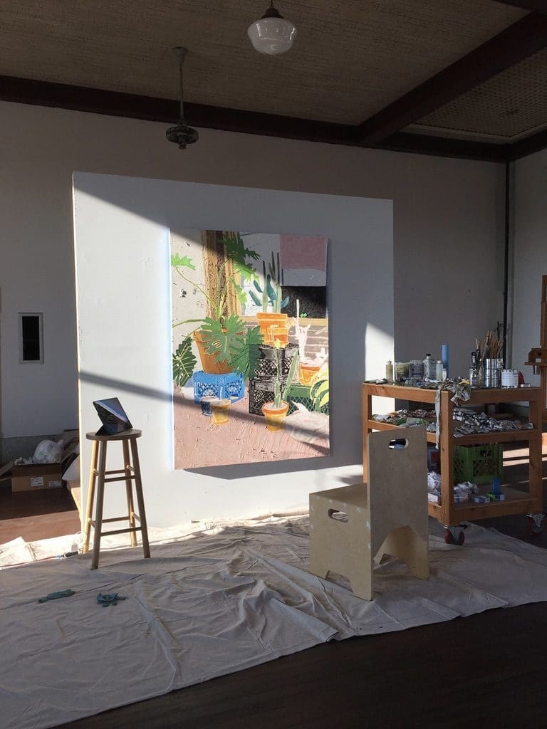 The studio at 100 West is flooded with sunlight beaming upon Kerl's works in progress. (Photo by Bradley Kerl)