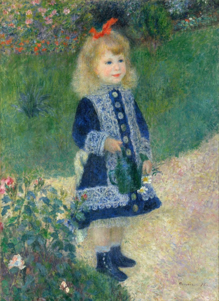 A Girl with a Watering Can is a stunning example of the Impressionist color palette. 