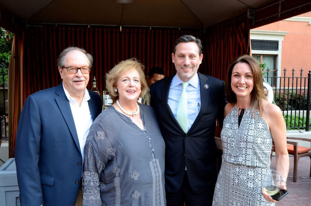 Dennis Williams & Jerre Parson Williams, Brad Marks, Tracey Cleckler at the kick off, held at Hotel Granduca, for the American Cancer Society's Corks & Forks fundraiser. (Photo by Roswitha Vogler)
