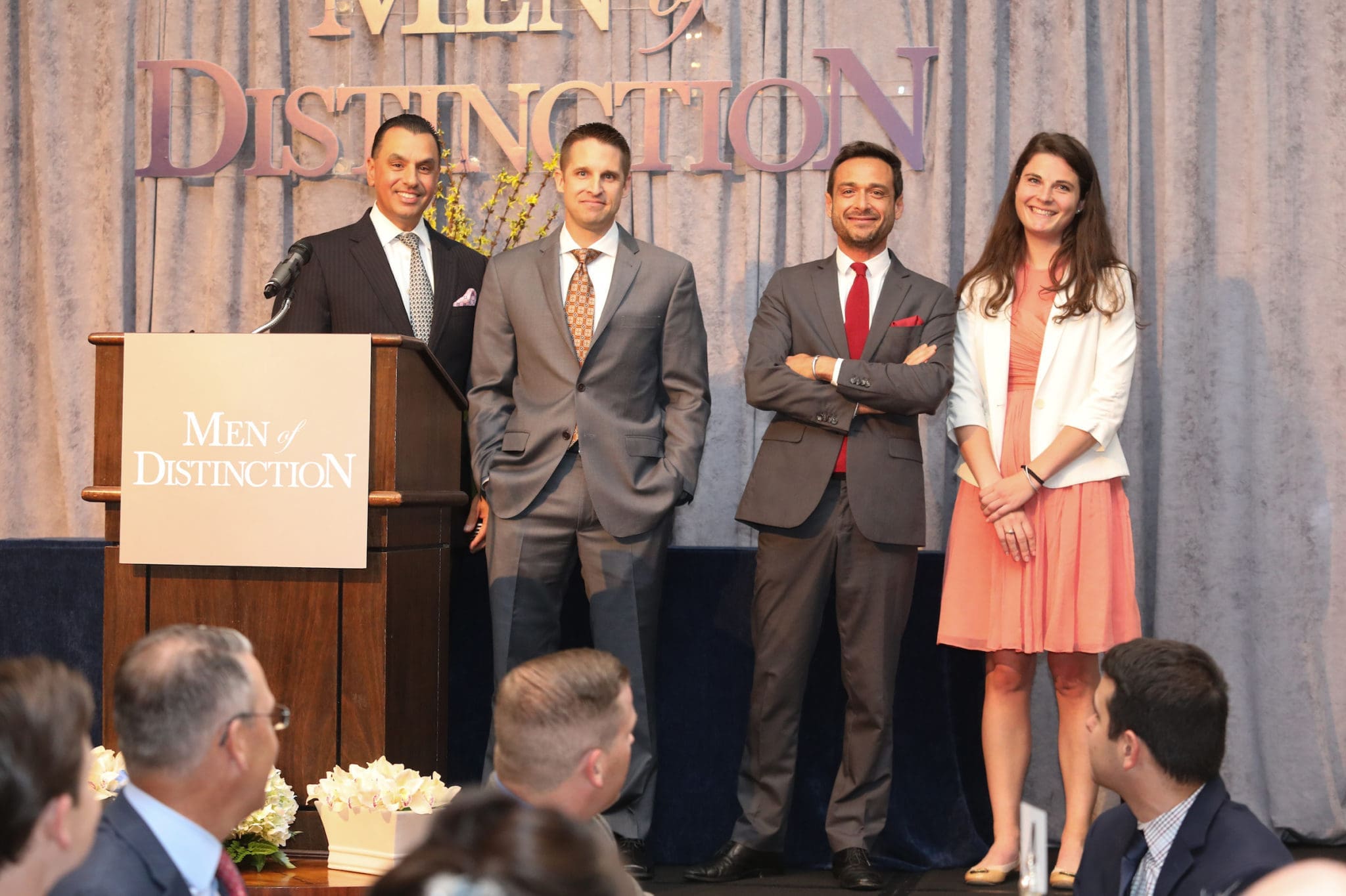 Dr. Devinder Bhatia, Matt Harting, Ennio Tasciotti, Ava Brosovich at the Men of Distinction luncheon. (Photo by Priscilla Dickson)