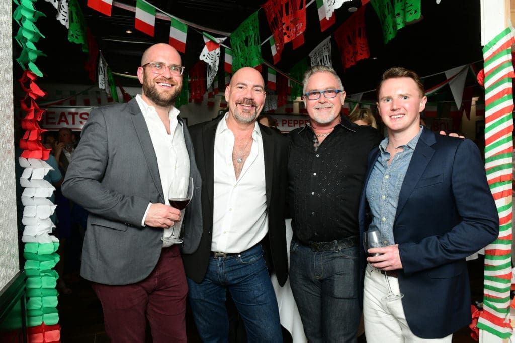 Justin McKee, Chuck Brown, Dr. John Share, Patrick Magee at the opening of B.B. Italia Kitchen & Bar. (Photo by Daniel Ortiz)