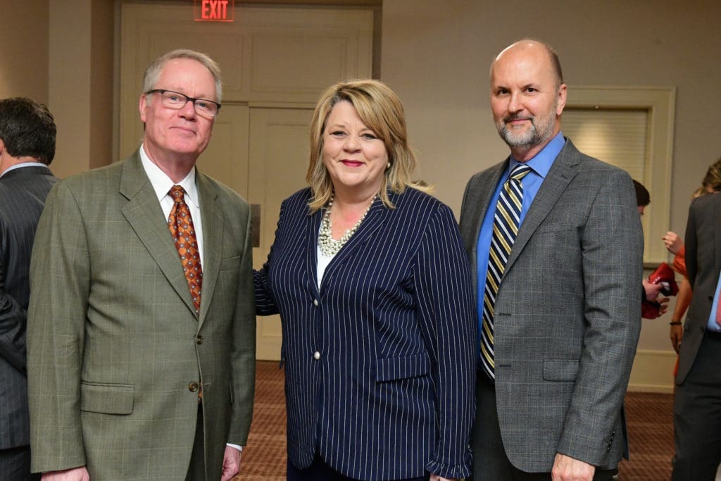 Bob Fretz, Brenda Stardig, Peter Boudreaux at the Center for Pursuit luncheon. (Photo by Daniel Ortiz)
