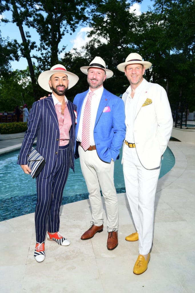 Fady Armanious, Tony Bradfield, Bill Baldwin at the 2019 Hats, Hearts & Horseshoes Kentucky Derby Affair benefiting Bo's Place. (Photo by Daniel Ortiz)