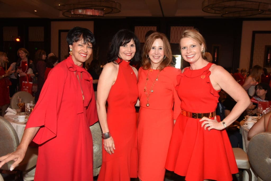 Gayla Gardner, Denise Castillo-Rhodes, Vicki West, Valerie Dieterich at the American Heart Association Go Red for Women luncheon.