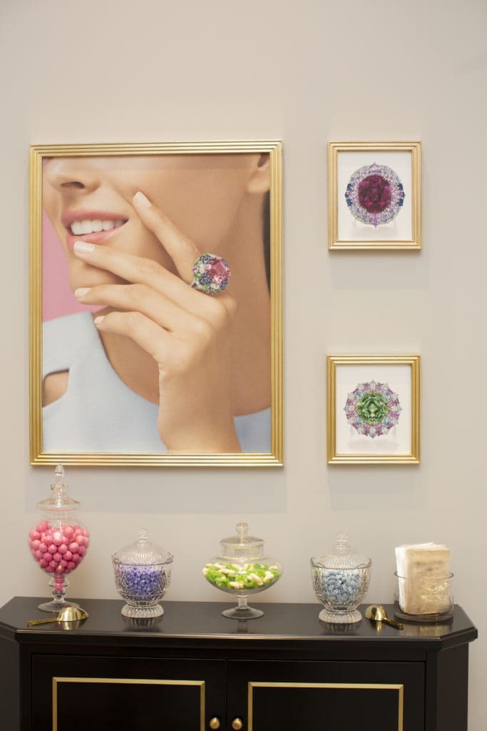 Eye candy, real candy and and Harry Winston's Candy Collection of cocktail rings emphatically embraces colored gemstones. (Photo by Jenny Antill Clifton)