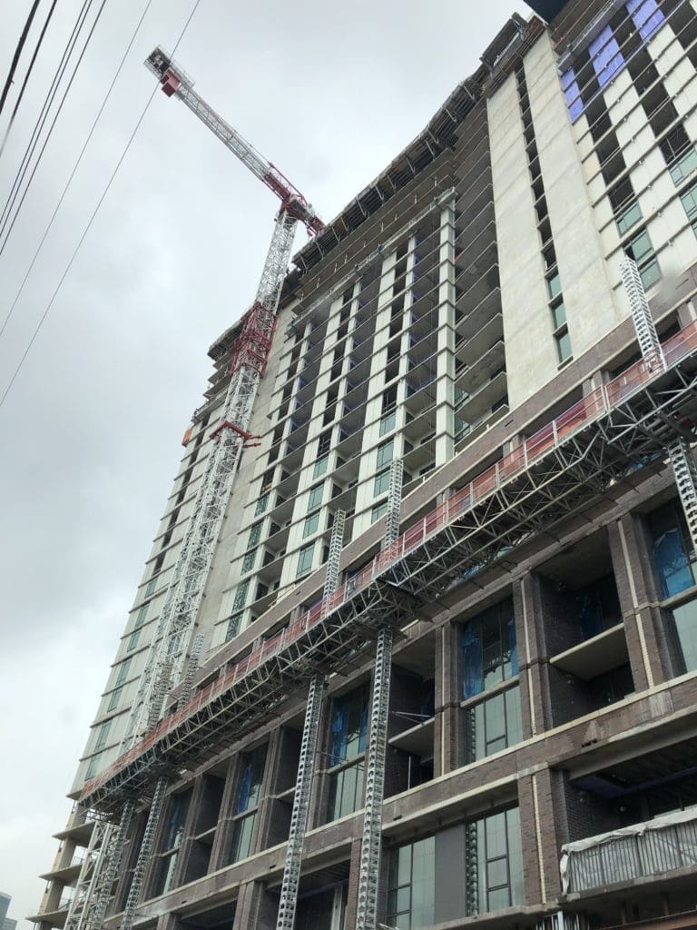 The Hamilton high-rise was recently topped out. Photo by Megan Ziots