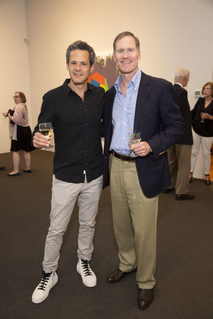 Justin Segal, Jamie Bell at Glasstire Party for Rainey Knudson at Texas Gallery. (Photo by Jenny Antill Clifton)
