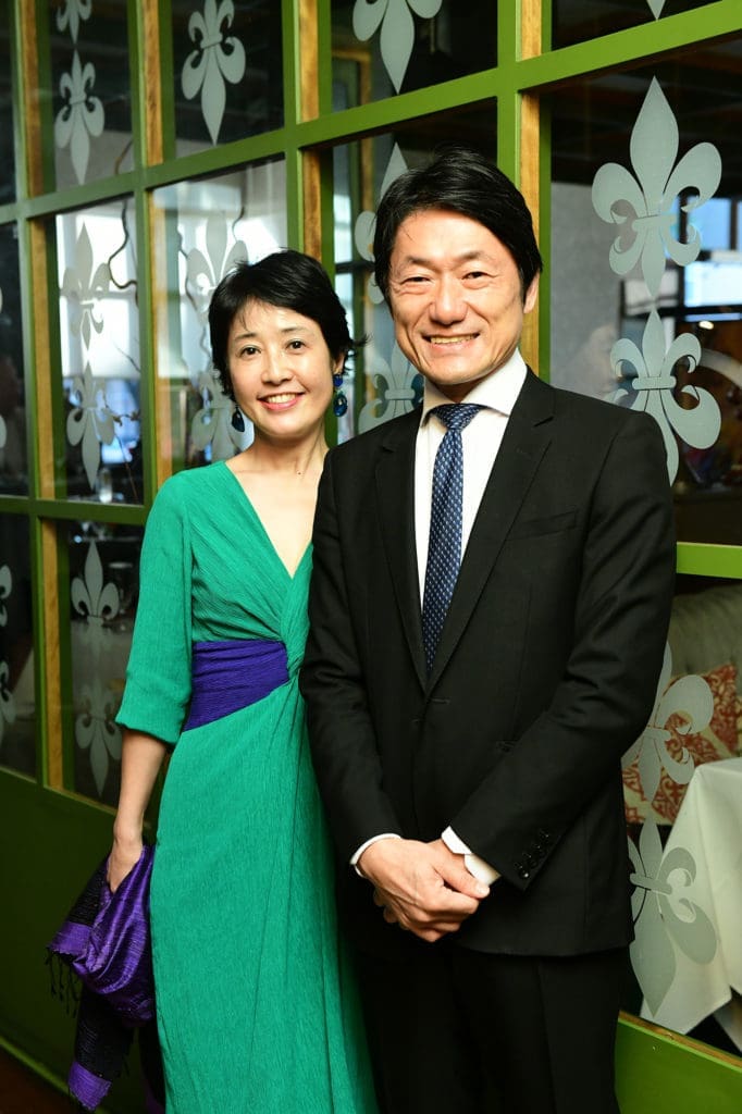 Kaori Fukushima, Consul General of Japan Hideo Fukushima at Houston Ballet's Raising the Barre fundraiser at Artisans Restaurant. (Photo by Daniel Ortiz)