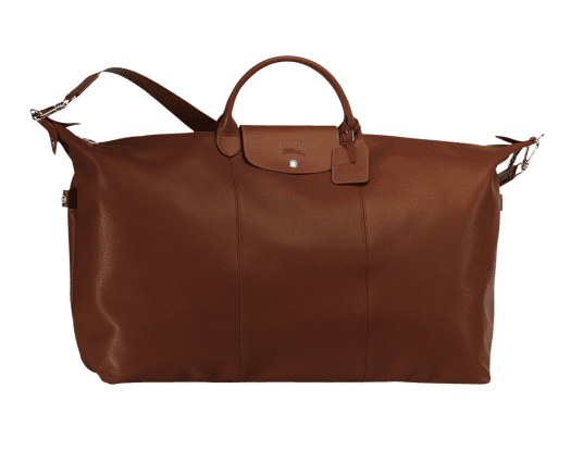 Longchamp's Le Foulonné travel bag in cognac should always be packed and ready-to-go in your closet. Available on longchamp.com.