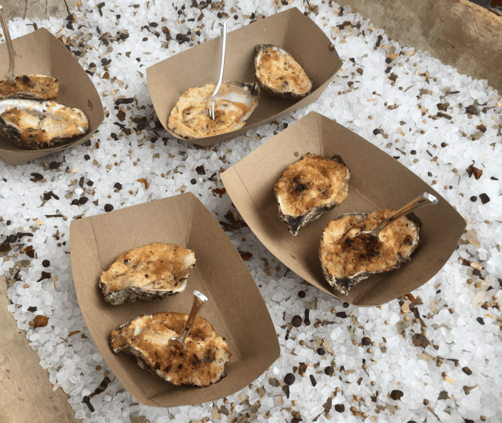 The party inspired the mesquite grilled oysters recipe. 