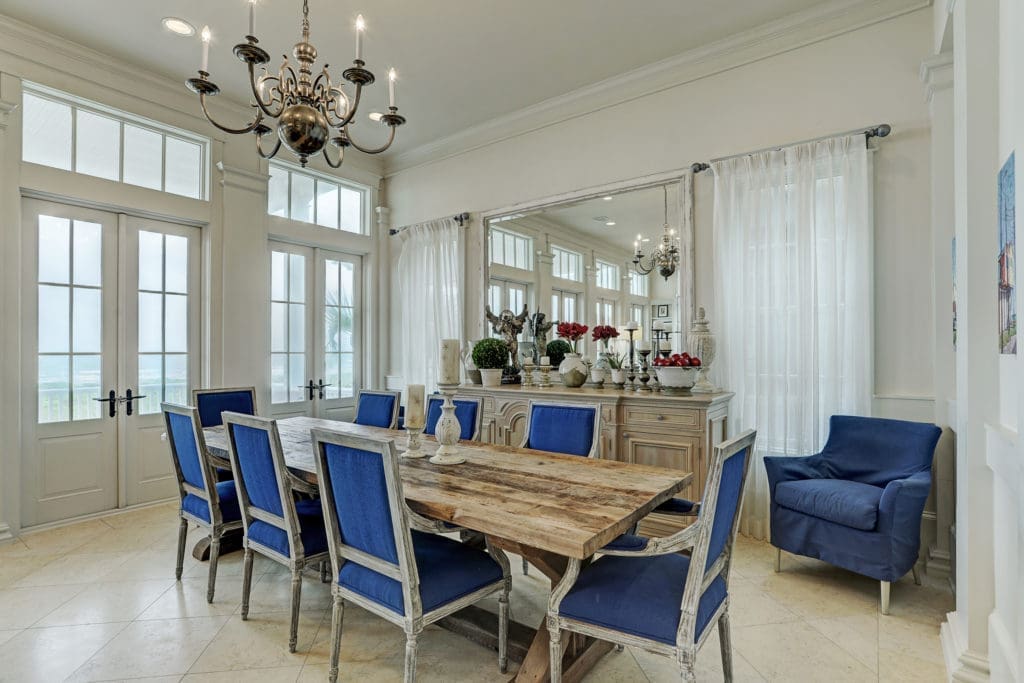 Light pours in from all sides at this residence in Beachtown on the east end of Galveston Island.  (Photo by TK Images)