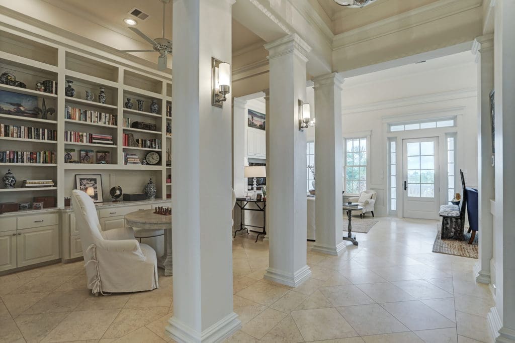 The pristine decor sets the stage for serene living in Beachtown on the east end of Galveston Island. (Photo by TK Images)