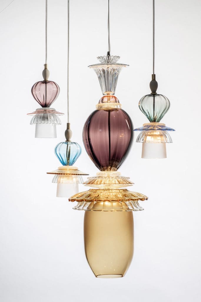 Studio Klaff's new Glassware lighting is made from individually chosen vintage elements.
