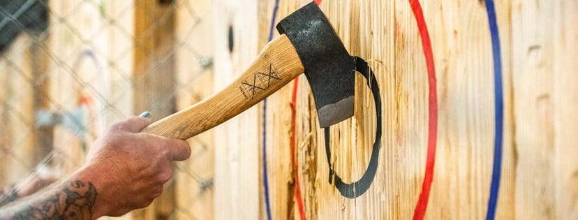 The axe-throwing center has space for 150 axe-throwers at a time. 