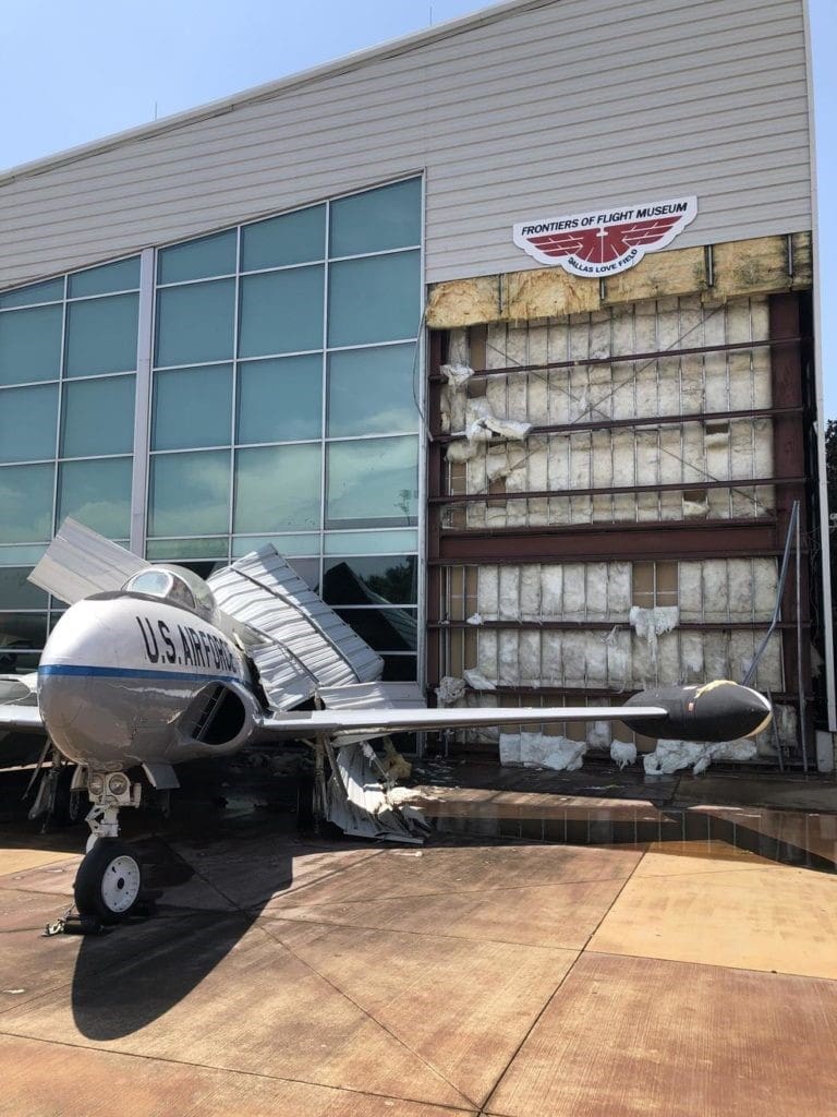 The Frontier of Flight Museum faced some damage. Photo by Cheryl Sutterfield-Jones via NBC