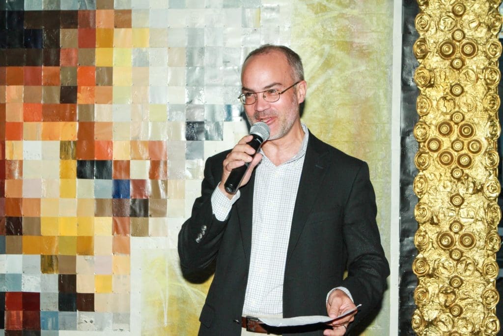 Consul General of France Alexis Andres at the Fifth Anniversary of Mr. D's "Préservons la Création" mural in Midtown. (Photo by Chris P. Bachman)