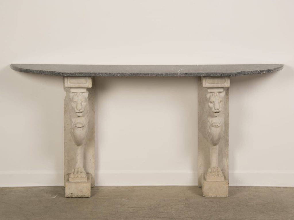 Antique French Marble Stone Console Serving Server Garden Table France Circa 1890
