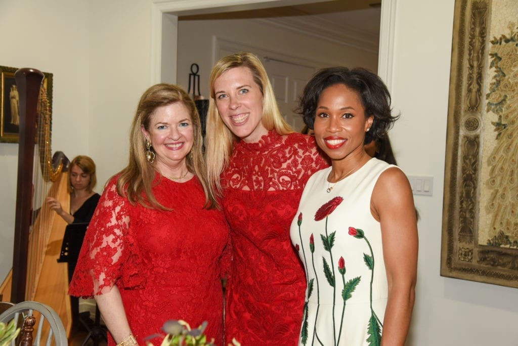 Jane Wagner, Kristin Luby, Roslyn Bazzell Mitchell at the Heart Ball's $1,000 a person dinner. (Photo by Alexander's Fine Portrait Design)