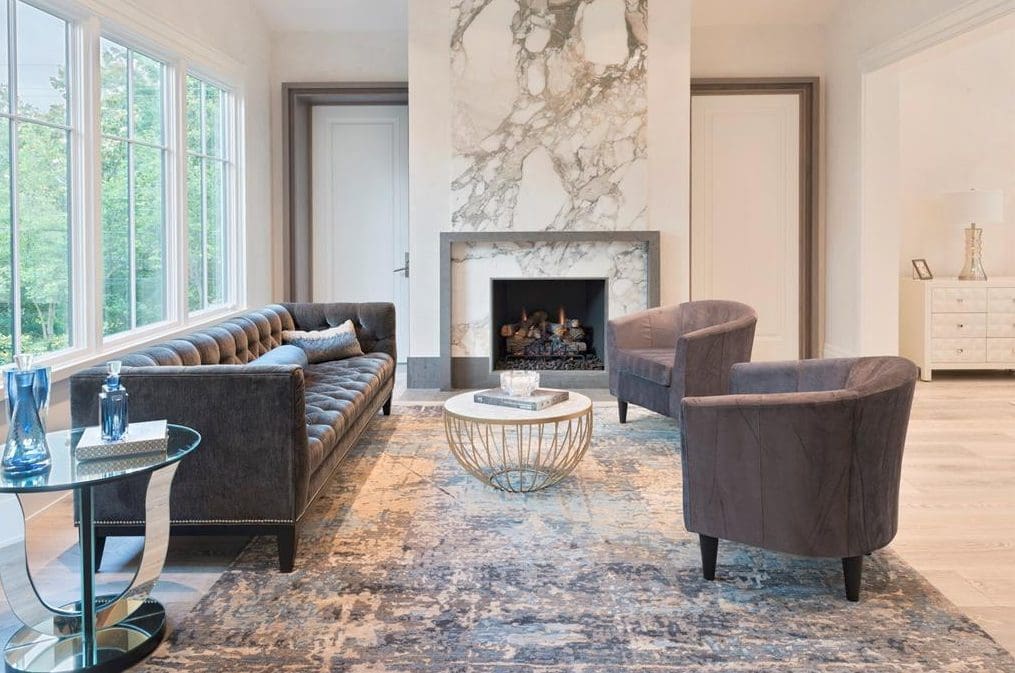 One of several living areas in the 11,500 square foot River Oaks home by Al Ross Luxury Homes. (Photo by TK Images)