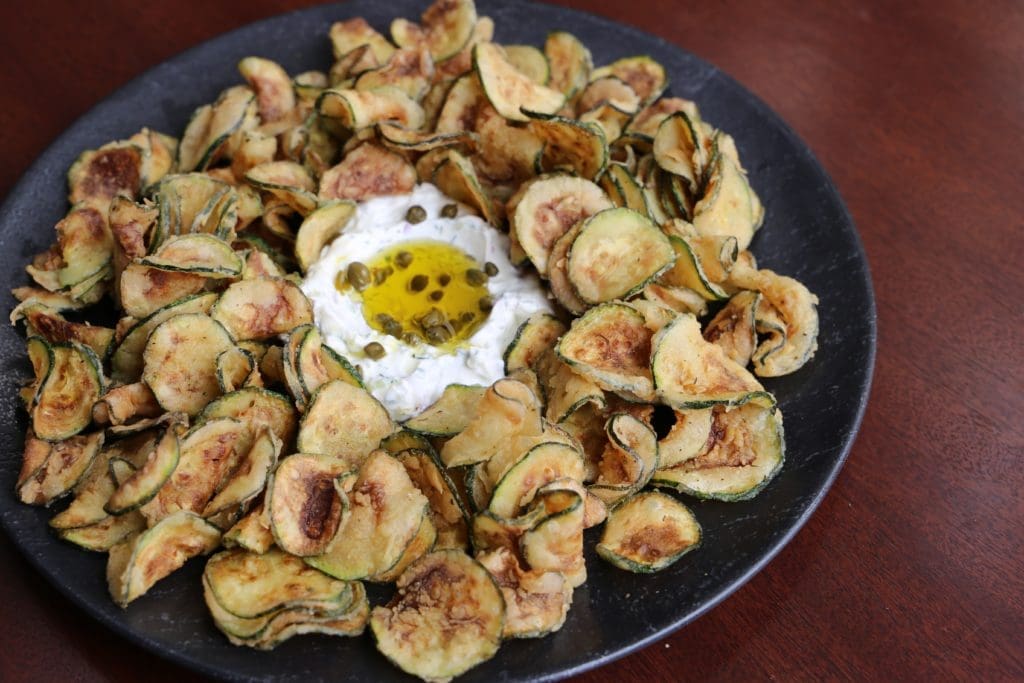 Zucchini chips are quite the app. 