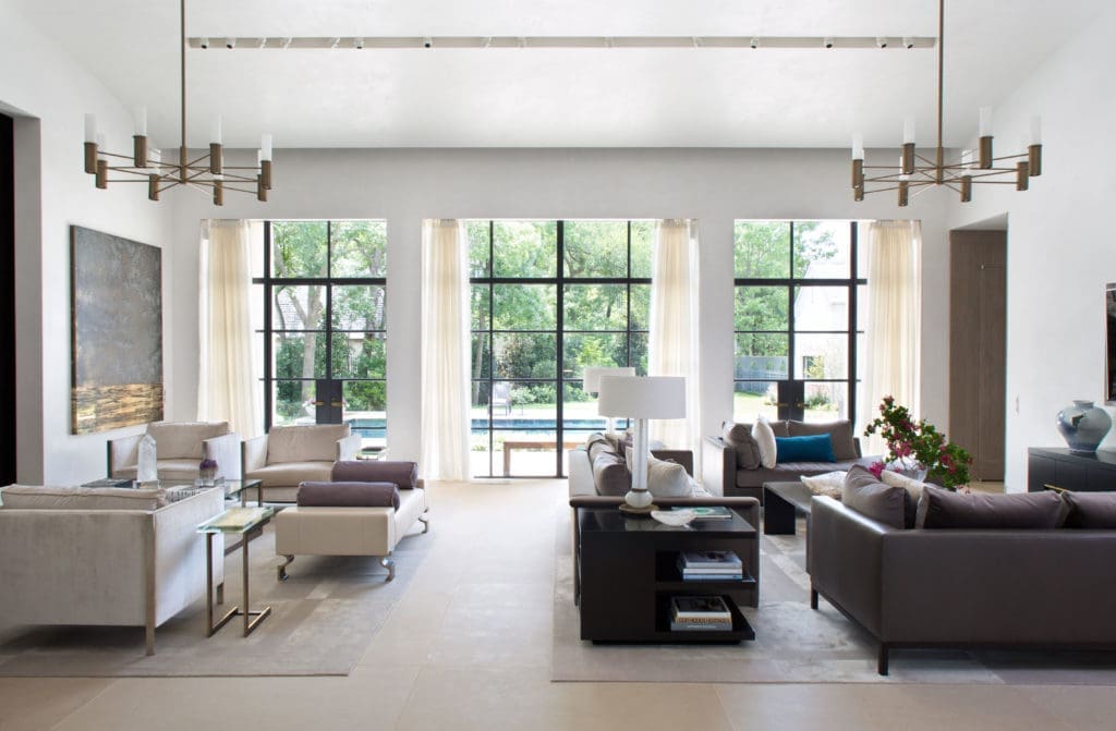 Blackened steel windows and doors throughout the house were custom made by Critall, a 170-year-old company in England. (Photo by Emily Minton Redfield)