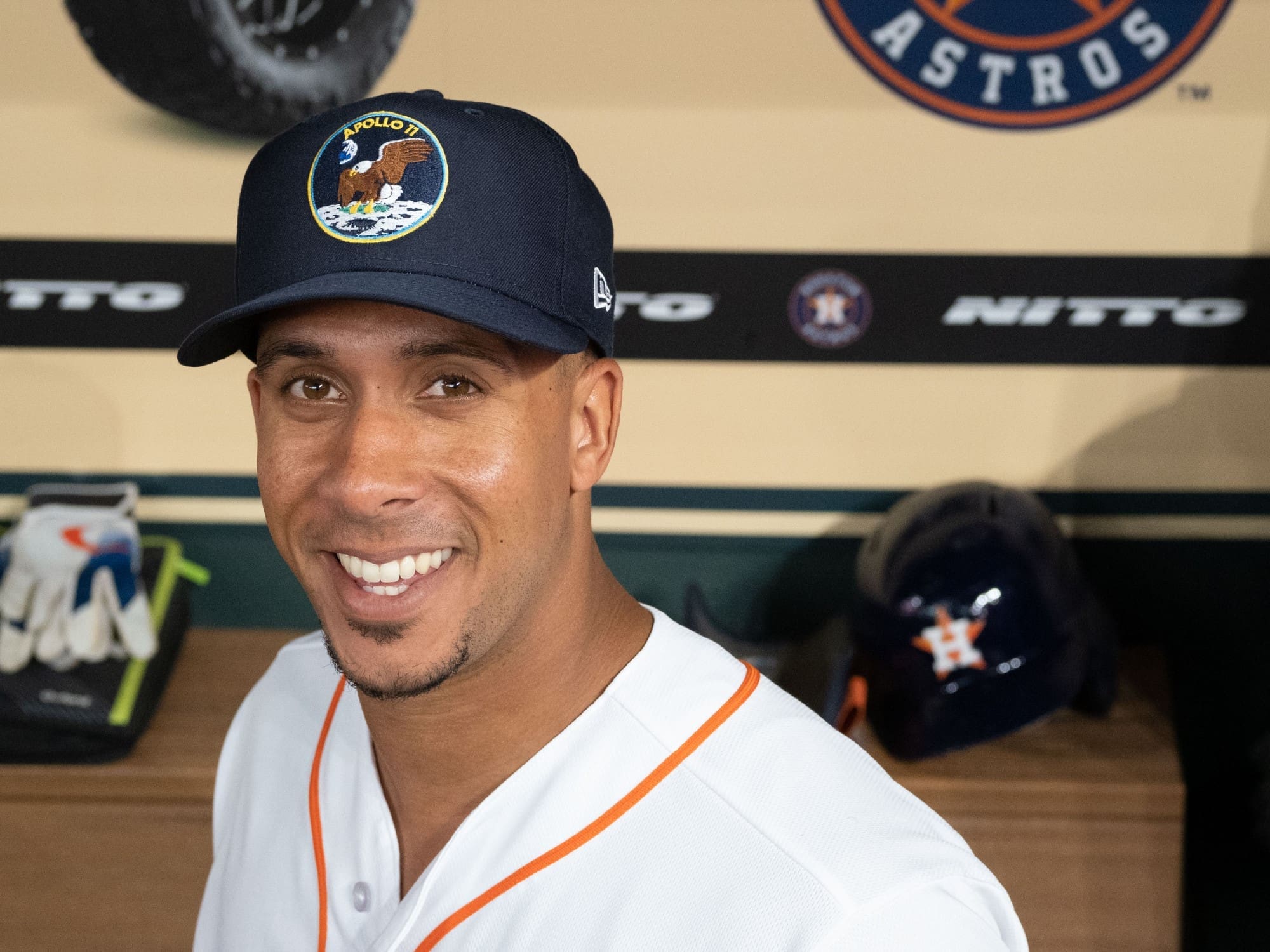 Michael Brantley is a hit machine. And Uncle Mike to these Astros. (Photo by F. Carter Smith)