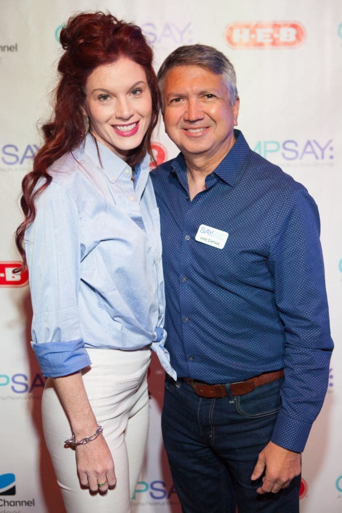 Cheryl Martin & KHOU Channel 11 anchor Ron Trevino (Photo by Todd Parker, STP Images)
