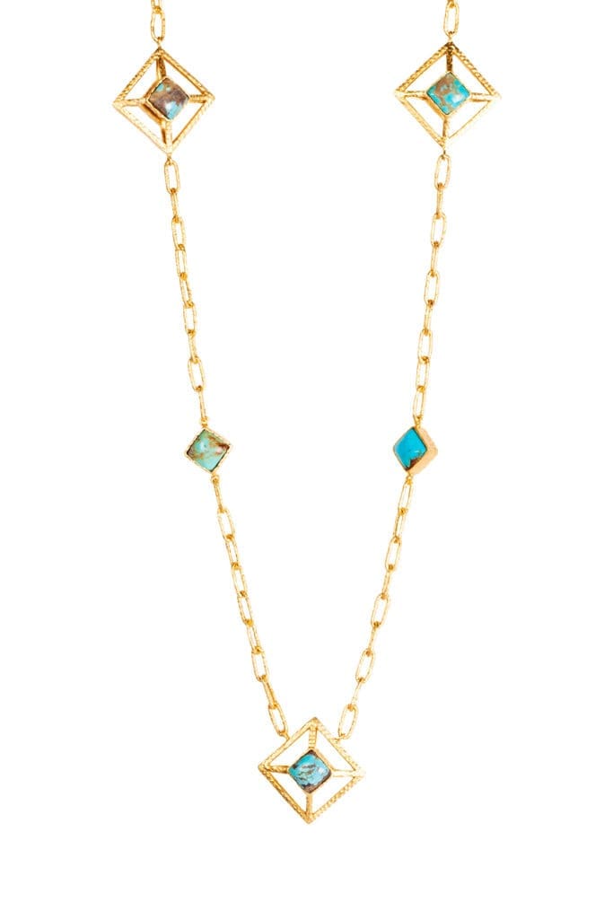 Christina Greene's Carina necklace in turquoise is the priciest item in the collection, tagged at $358.(Photo by Kristen Eide)