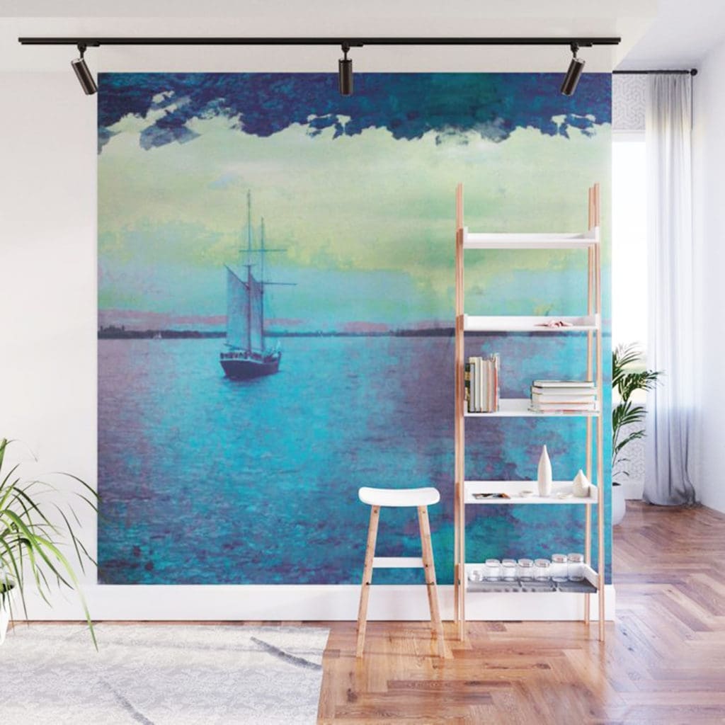The New York harbor was David Peck's inspiration for this engaging wall mural. (Courtesy photo)