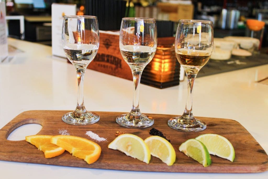 There are three tequila flight options at Jalisco Norte. 