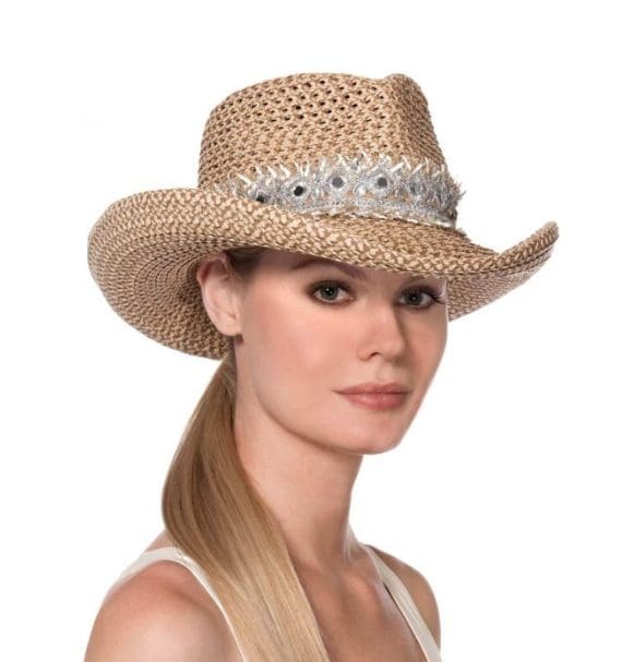 Eric Javits' Squishee western style hat with novelty trim and vented double-faced brim, $325.