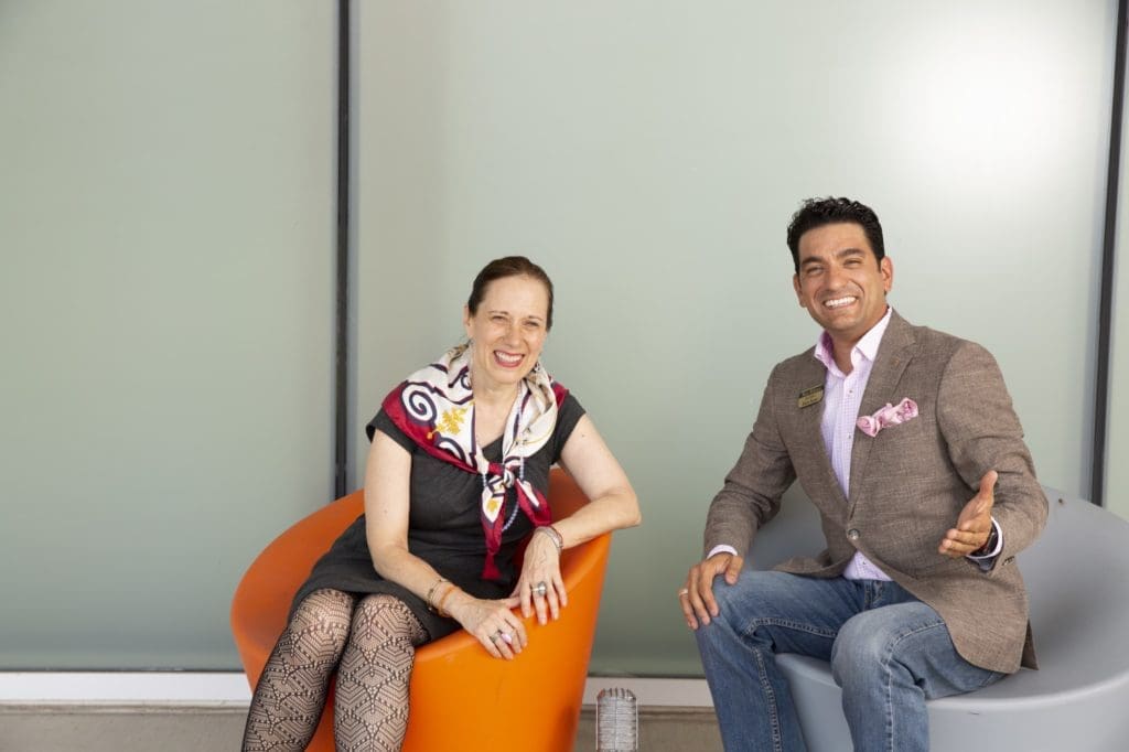 The Houston Hour co-hosts, Catherine D. Anspon and Mister McKinney (Photo by Jenny Antill Clifton)