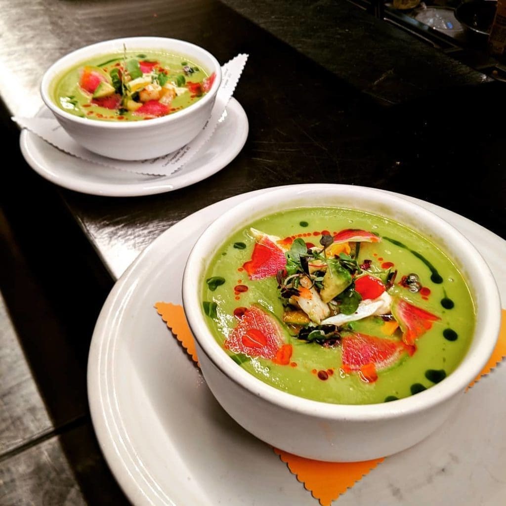 Hugo's serves all sorts of healthy Mexican-influenced cuisine. Like green soup! Courtesy of Hugo's