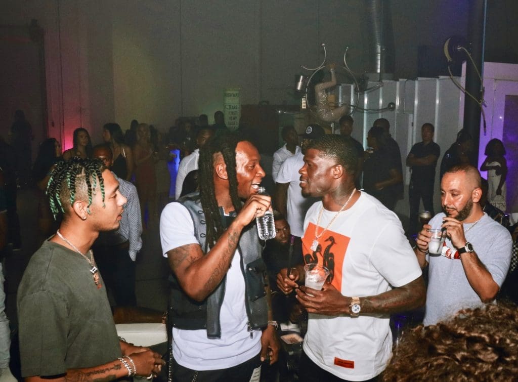 Dice Soho, DeAndre Hopkins, Andre Johnson (Photo by Sean Bennett)