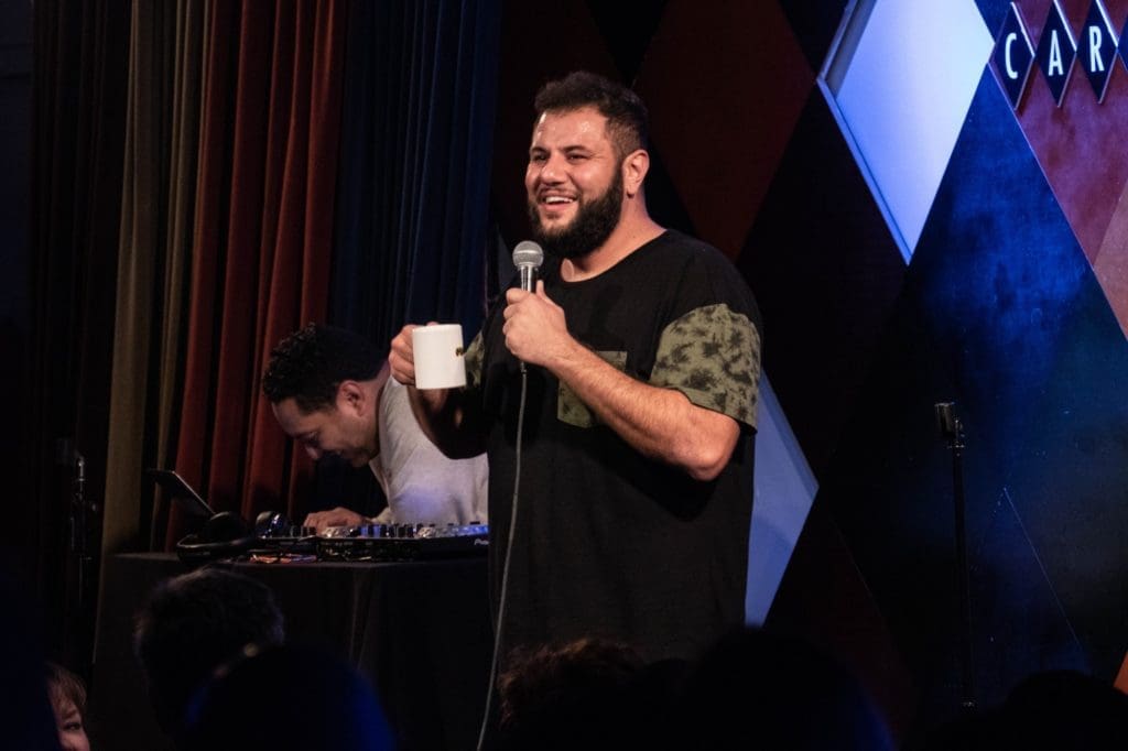 Mo Amer, pictured here at Caroline's on Broadway in New York, begins a three-day run at Houston Improv Comedy Club Friday night. (Matthieu Bitton)