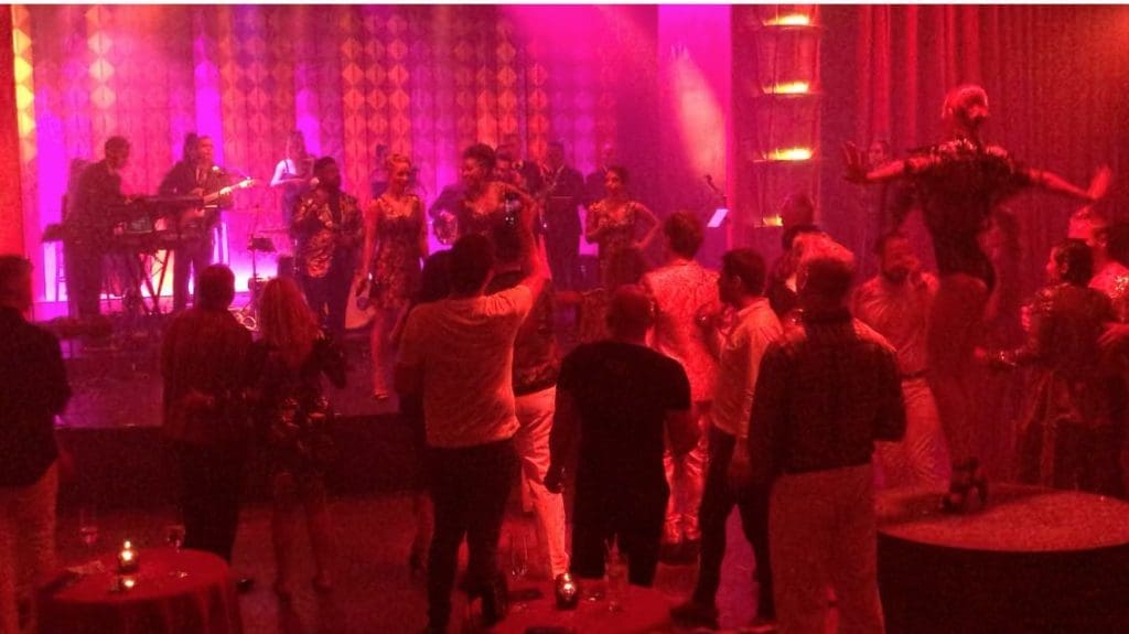 The theater at the Faena Hotel Miami Beach where Ceron's birthday bash, orchestrated by Todd Fiscus, rocked until the wee morning hours.