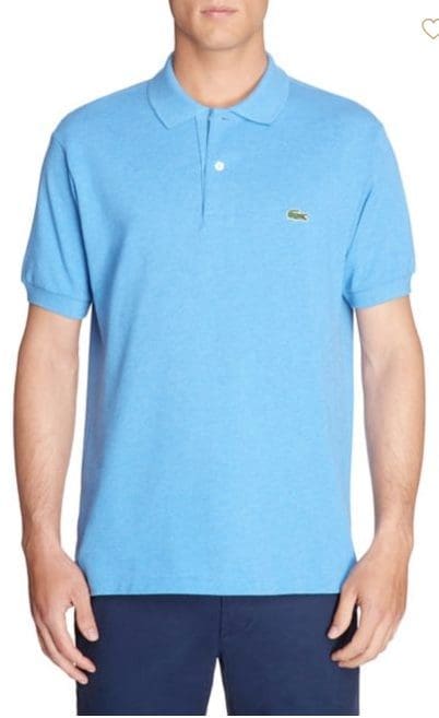 Lacoste blue knit polo, available at saksfifthavenue.com, $89.50.