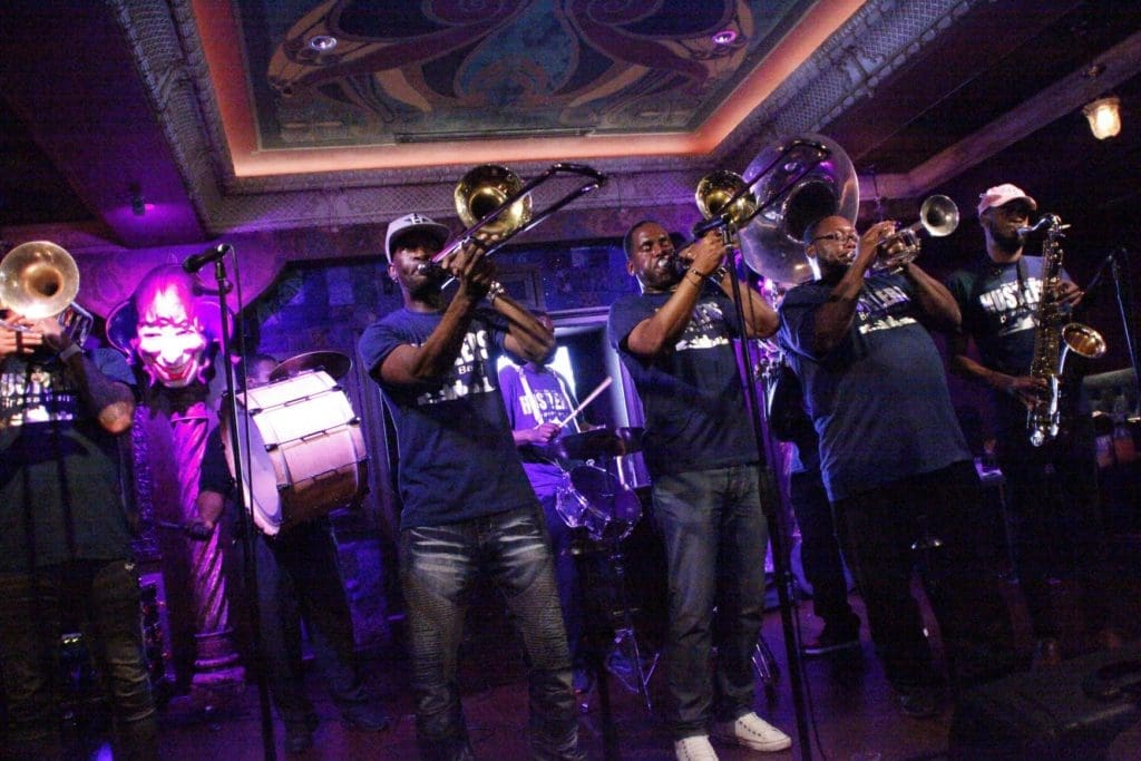 The New Orleans Hustlers Brass Band will be performing at Axelrad.