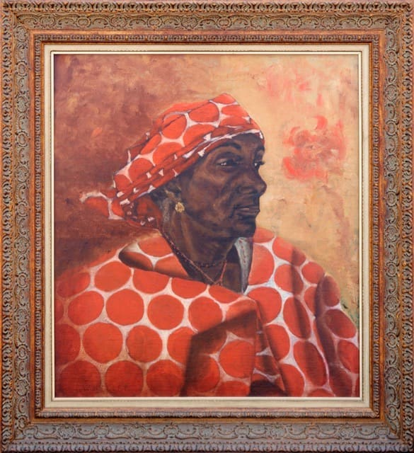 Woman Wearing Orange Scarf by Wheeler Waring 