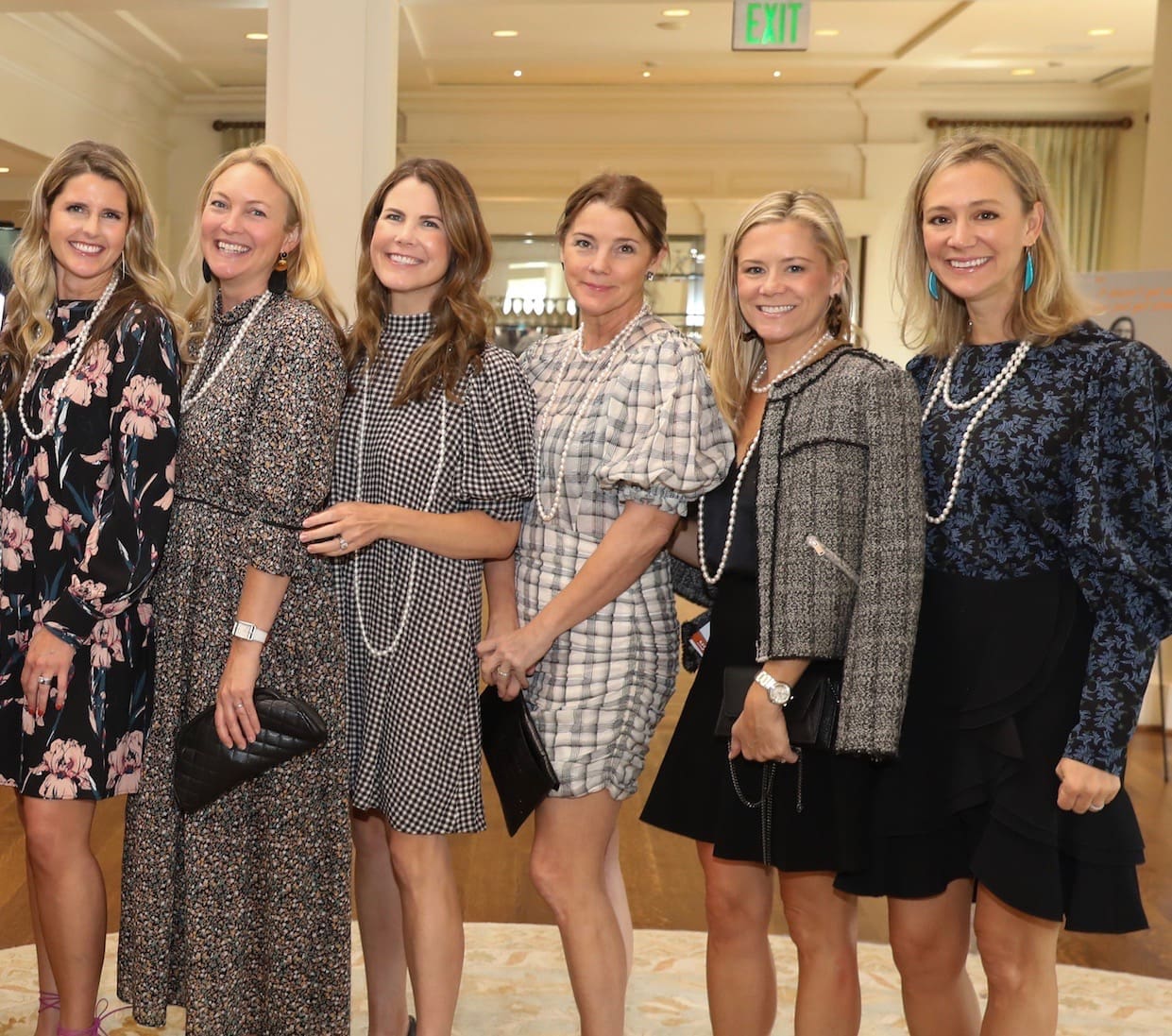 Wearing their Zadok Jewelers pearls: Catie Ross, Marcia Smart, Ashley Cruse, Katherine Phelps, Monica Bickers, Maggie Vermillion (Photo by Priscilla Dickson)