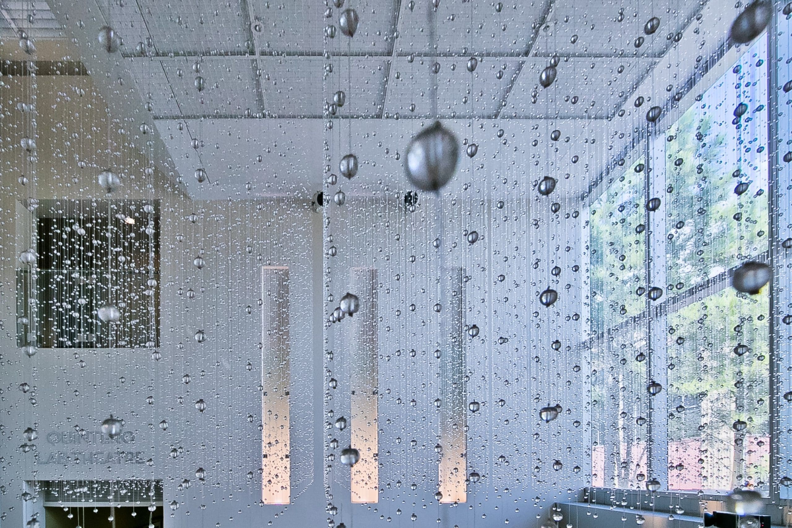 Alyson Shotz’s "A Moment in Time," 2005, in the Wortham Theatre lobby at the University of Houston.
