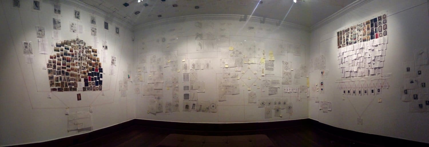 Justin Garcia’s time-machine model, “Humanity’s Sustainable Infinite,” 2016, at the Beeville Museum, Texas. The artist’s fascination with time travel is reflecting in his ongoing painting series, “Walls of Time.” (Photo courtesy the artist)