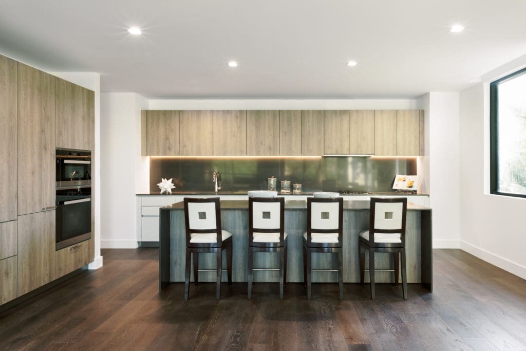 The Mondrian's cabinets and appliances are the equal of what you find at River Oaks' top homes.  (Photo by Divya Pande)