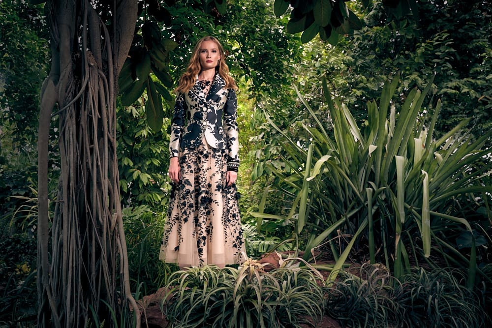 Maison Common tulle dress with flower applique and floral jacket with dot collar. (Photo courtesy of Maison Common)

