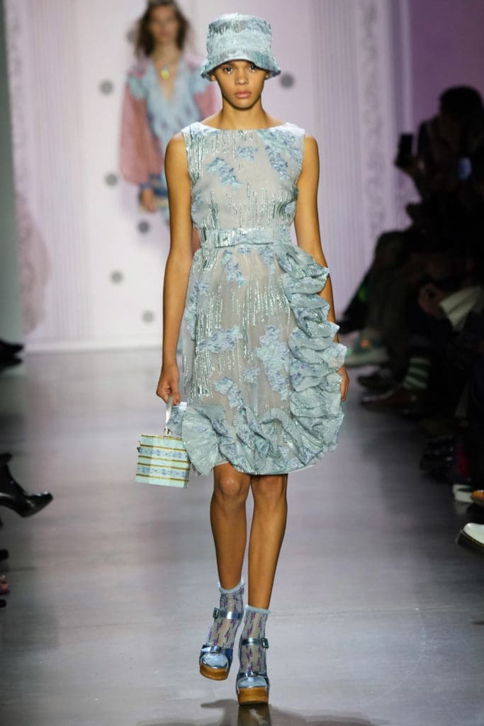 Anna Sui wisteria puff jacquard dress. (Photo by Thomas Lau courtesy of Anna Sui Design Studio)