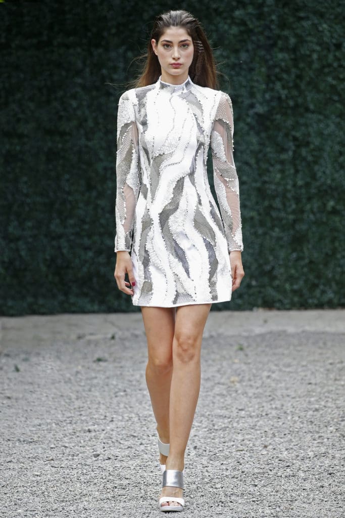 Burnett New York white, black, silver embroidered dress. (Photo courtesy of Burnett New York)
